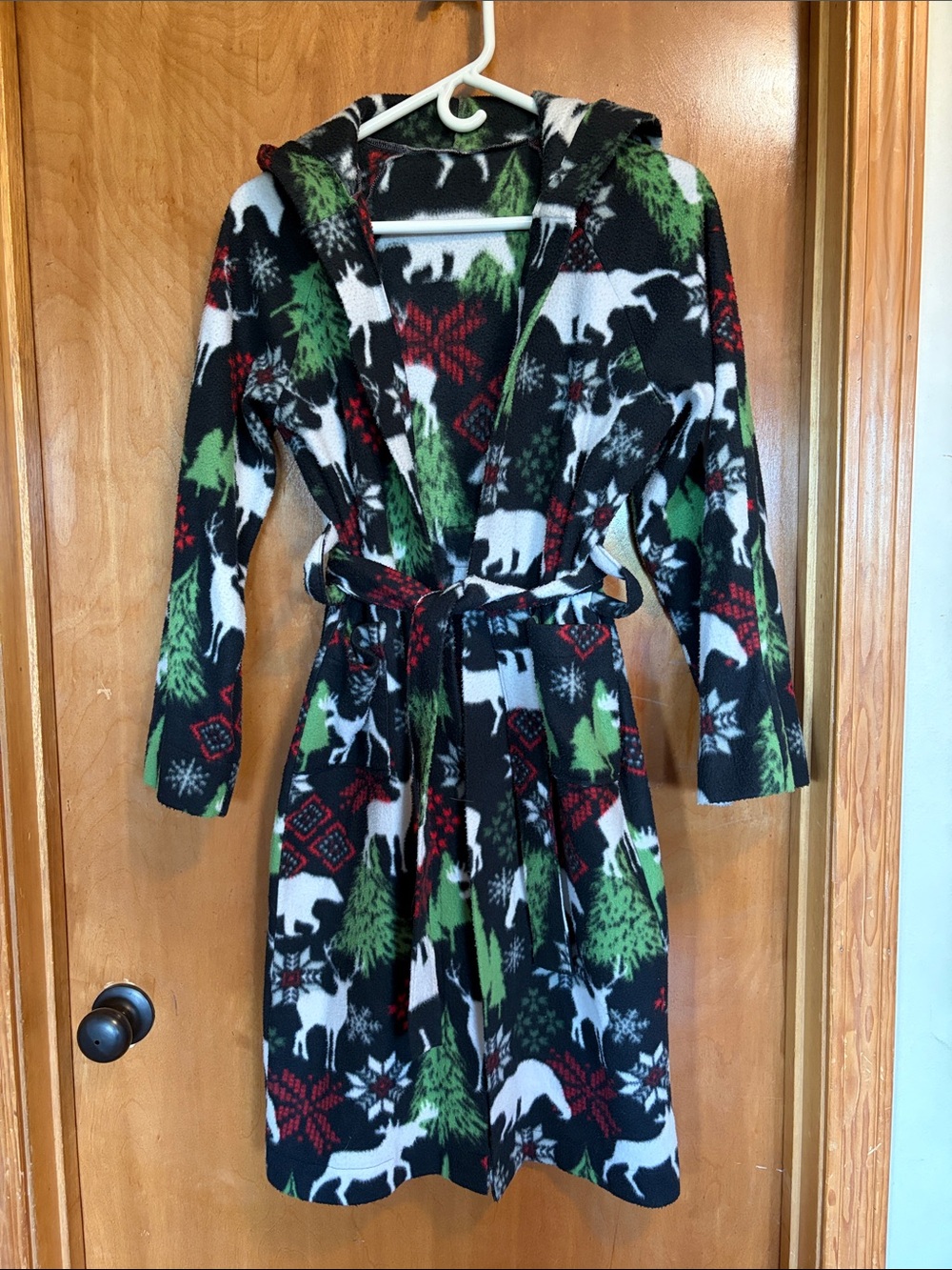 Handmade Kids Hooded Holiday Fleece Robe -